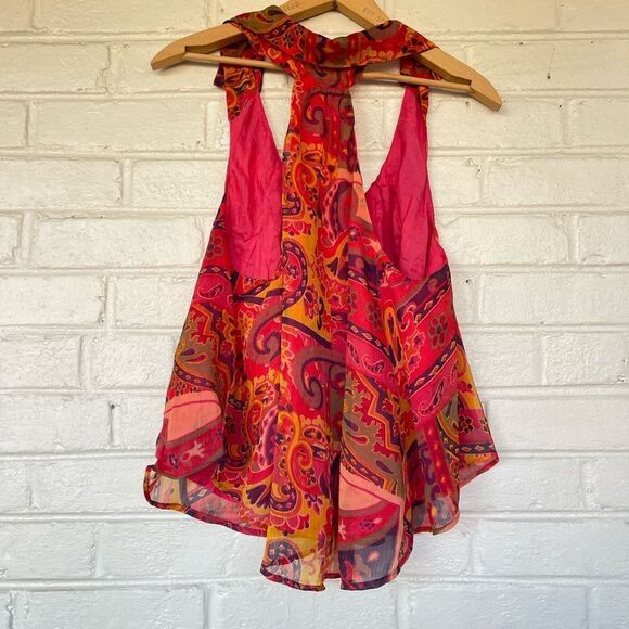 Free People Strawberry Halter Vibrant Paisley Top - Picture 2 of 4